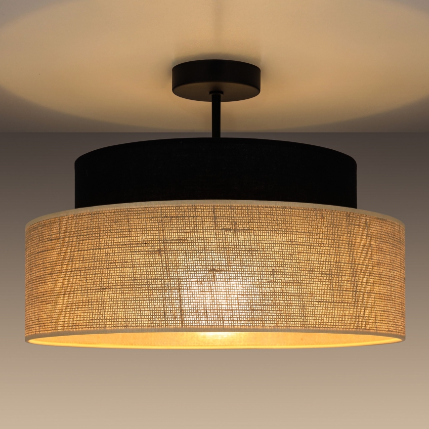 Żyrandol natynkowy BOHO 1xE27/60W/230V czarny/beżowy