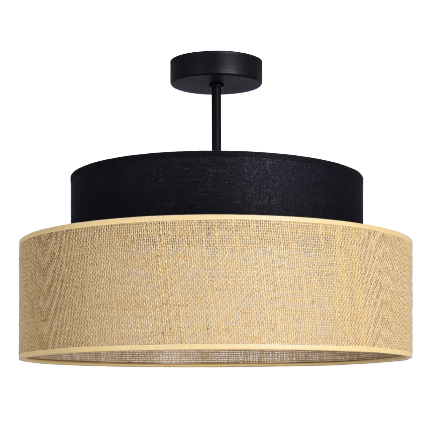 Żyrandol natynkowy BOHO 1xE27/60W/230V czarny/beżowy