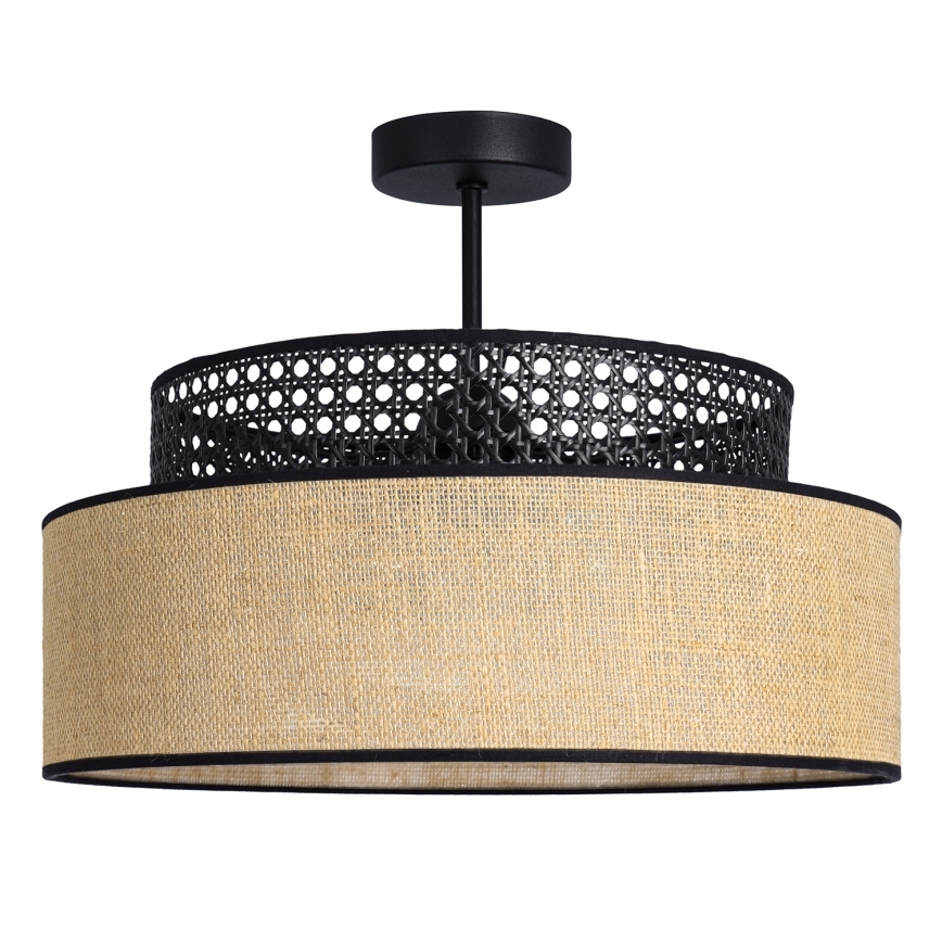 Żyrandol natynkowy BOHO 1xE27/60W/230V czarny/rattan