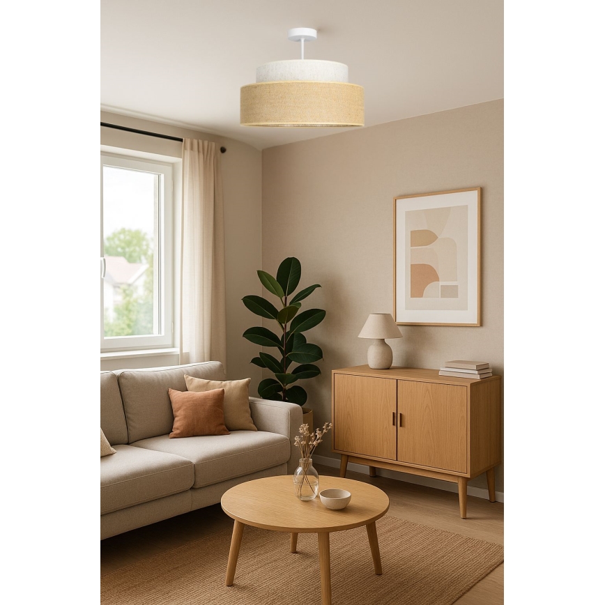 Żyrandol natynkowy BOHO 1xE27/60W/230V kremowy/beżowy