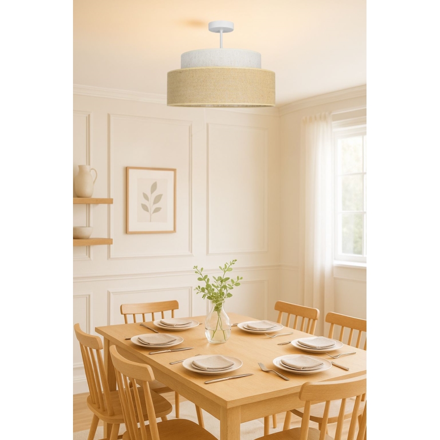 Żyrandol natynkowy BOHO 1xE27/60W/230V kremowy/beżowy