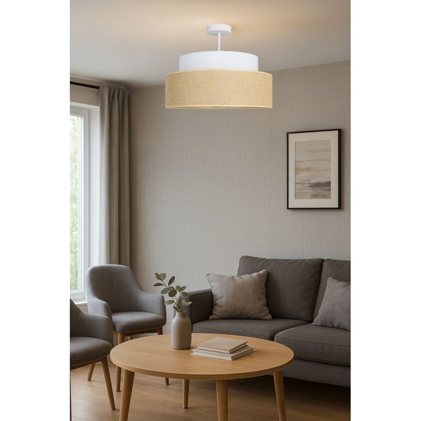 Żyrandol natynkowy BOHO 1xE27/60W/230V kremowy/beżowy