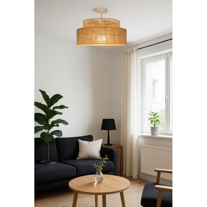 Żyrandol natynkowy BOHO 1xE27/60W/230V rattan