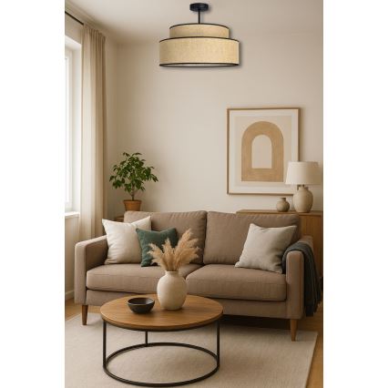 Żyrandol natynkowy BOHO 1xE27/60W/230V śr. 40 cm beżowy