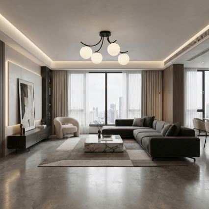 Żyrandol natynkowy BOSTON 4xE14/10W/230V czarny