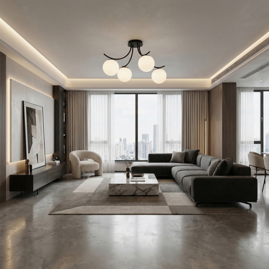 Żyrandol natynkowy BOSTON 4xE14/10W/230V czarny