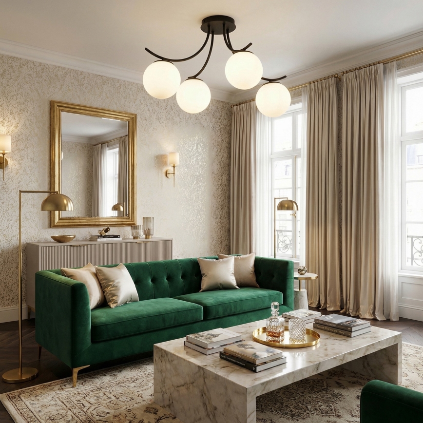 Żyrandol natynkowy BOSTON 4xE14/10W/230V czarny