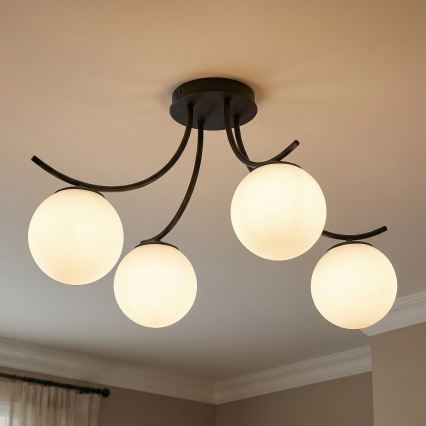 Żyrandol natynkowy BOSTON 4xE14/10W/230V czarny