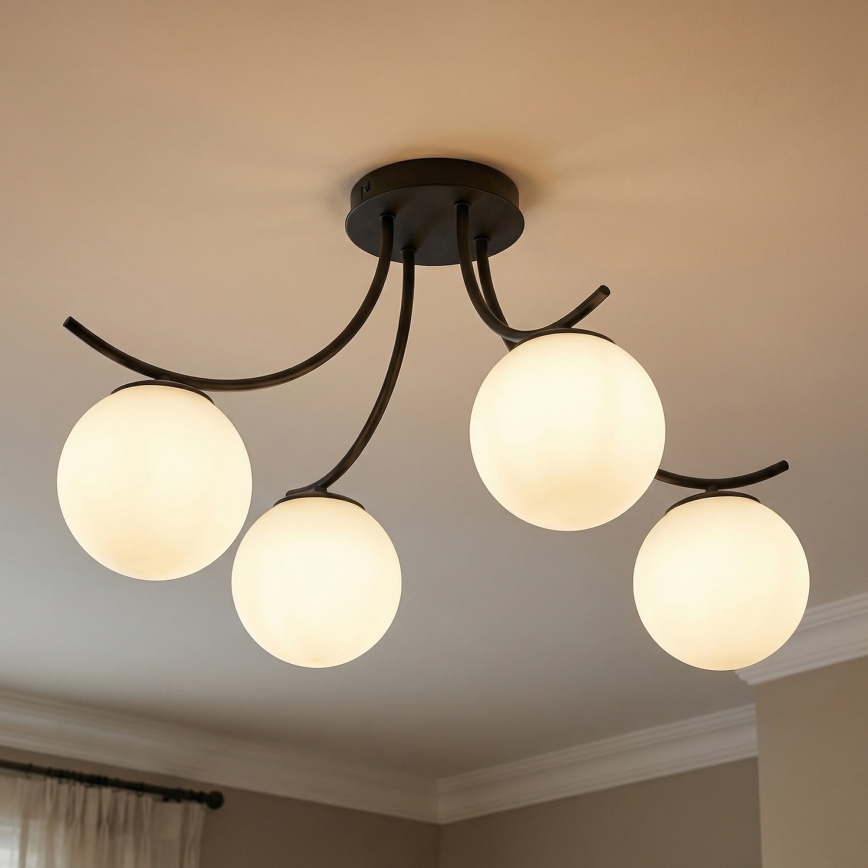 Żyrandol natynkowy BOSTON 4xE14/10W/230V czarny