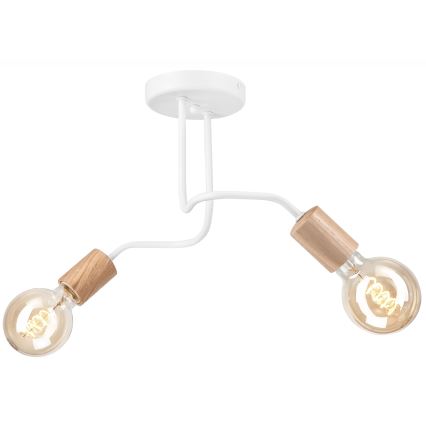Żyrandol natynkowy CONOR 2xE27/60W/230V dąb/białe