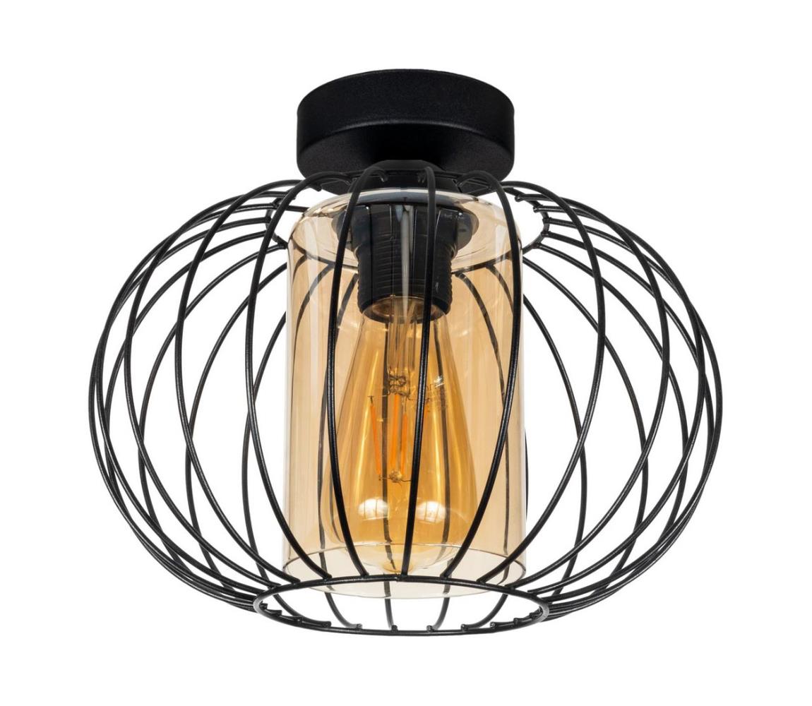 Żyrandol natynkowy CORRINI 1xE27/60W/230V śr. 25 cm czarny/beżowy