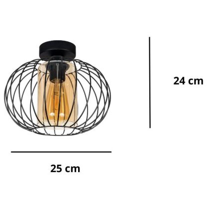 Żyrandol natynkowy CORRINI 1xE27/60W/230V śr. 25 cm czarny/beżowy