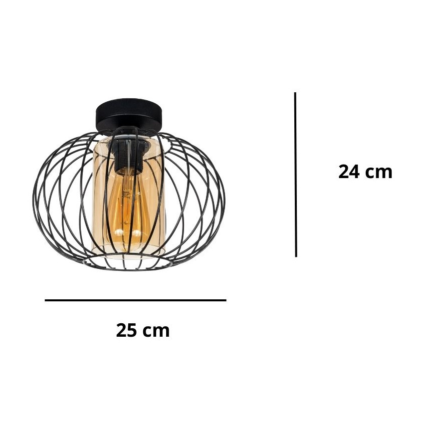Żyrandol natynkowy CORRINI 1xE27/60W/230V śr. 25 cm czarny/beżowy