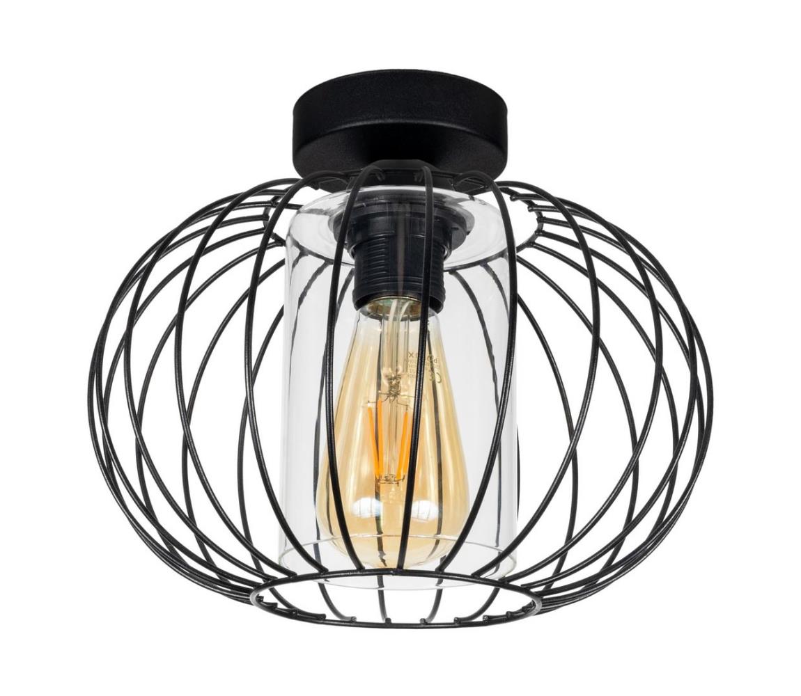 Żyrandol natynkowy CORRINI 1xE27/60W/230V śr. 25 cm czarny/przezroczysty