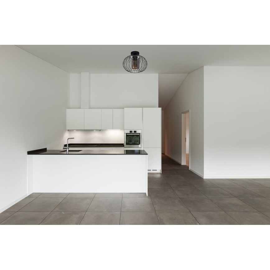 Żyrandol natynkowy CORRINI 1xE27/60W/230V śr. 25 cm czarny/szary