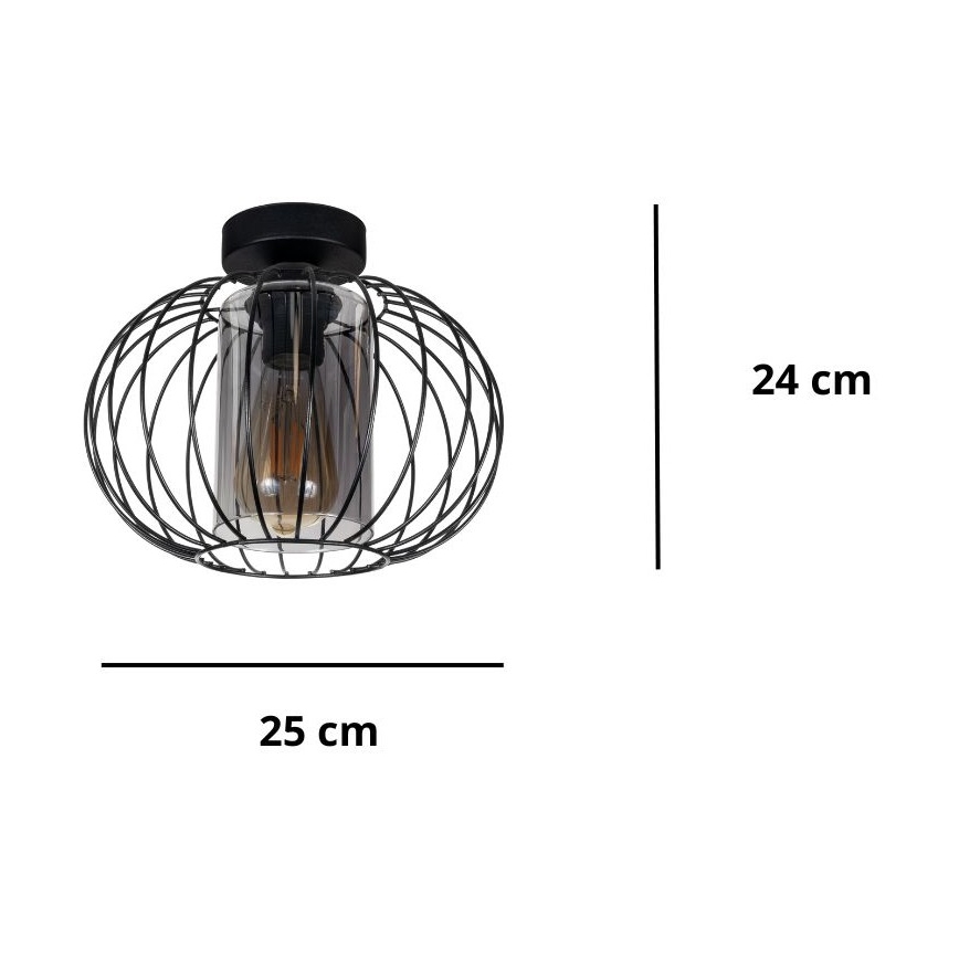Żyrandol natynkowy CORRINI 1xE27/60W/230V śr. 25 cm czarny/szary