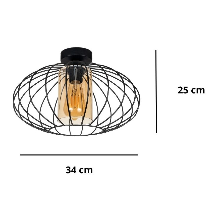 Żyrandol natynkowy CORRINI 1xE27/60W/230V śr. 34 cm czarny/beżowy