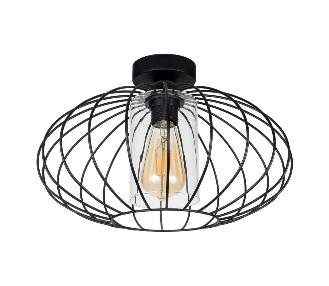 Żyrandol natynkowy CORRINI 1xE27/60W/230V śr. 34 cm czarny/przezroczysty