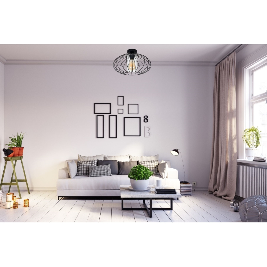 Żyrandol natynkowy CORRINI 1xE27/60W/230V śr. 34 cm czarny/przezroczysty