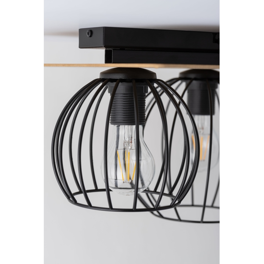 Żyrandol natynkowy CYBER 2xE27/60W/230V drewno/czarny