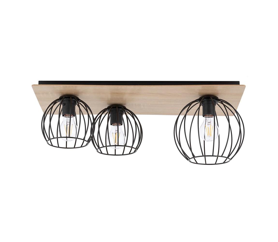 Żyrandol natynkowy CYBER 3xE27/60W/230V drewno/czarny