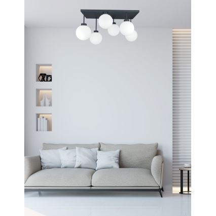 Żyrandol natynkowy DEA 6xE14/60W/230V czarny/biały