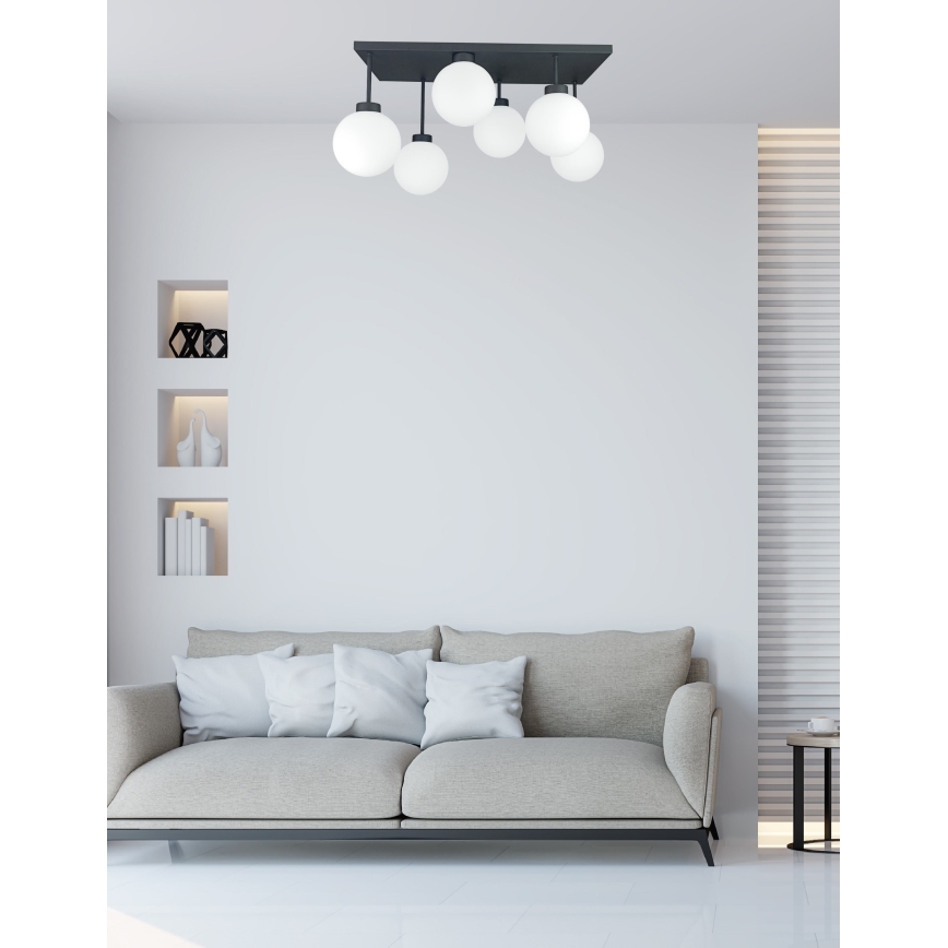 Żyrandol natynkowy DEA 6xE14/60W/230V czarny/biały