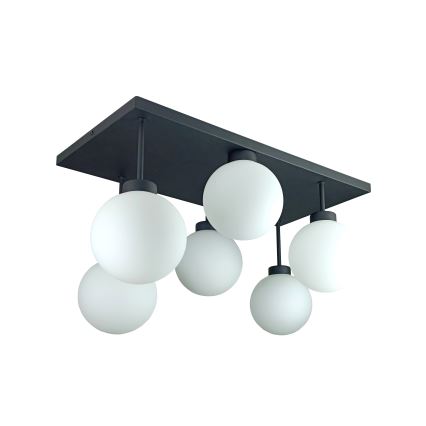 Żyrandol natynkowy DEA 6xE14/60W/230V czarny/biały