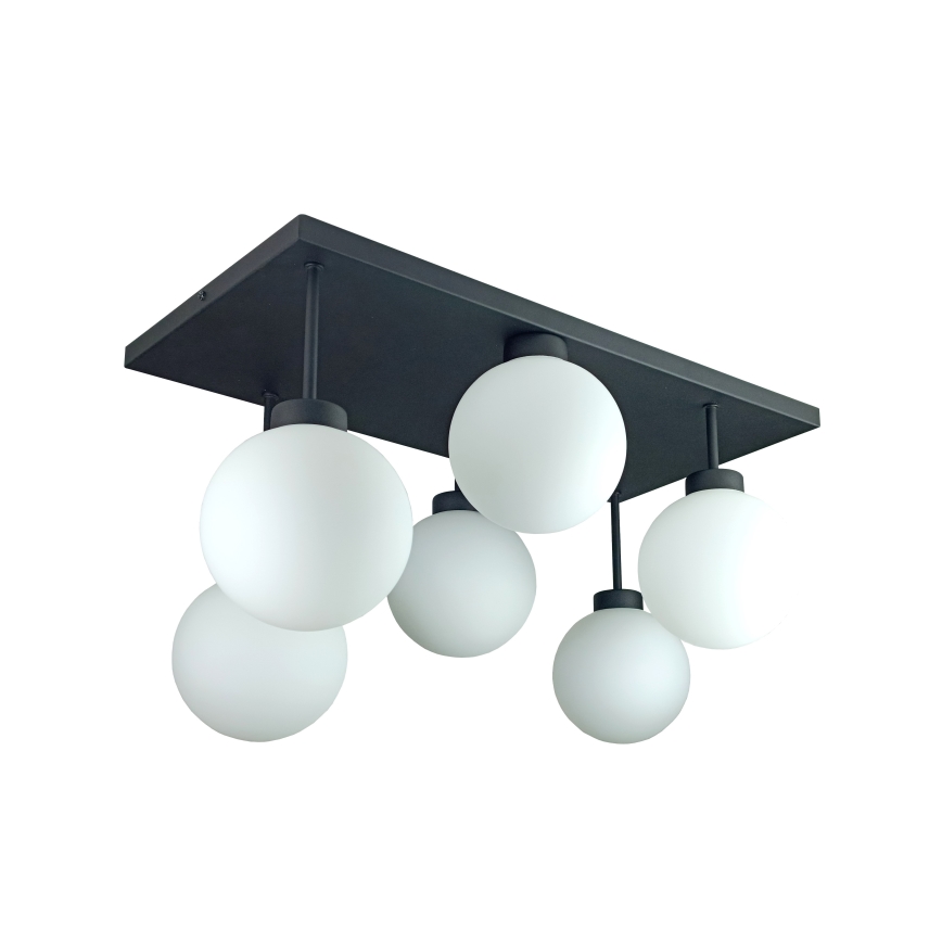 Żyrandol natynkowy DEA 6xE14/60W/230V czarny/biały