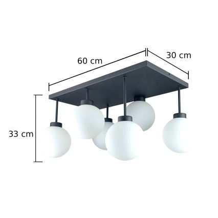 Żyrandol natynkowy DEA 6xE14/60W/230V czarny/biały