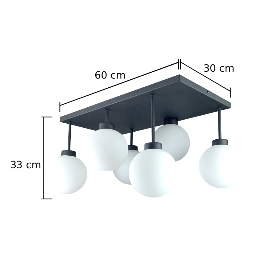 Żyrandol natynkowy DEA 6xE14/60W/230V czarny/biały