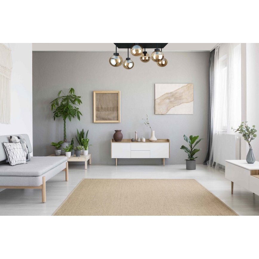 Żyrandol natynkowy DEA 6xE14/60W/230V czarny/dymny beżowy