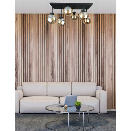 Żyrandol natynkowy DEA 6xE14/60W/230V czarny/dymny beżowy