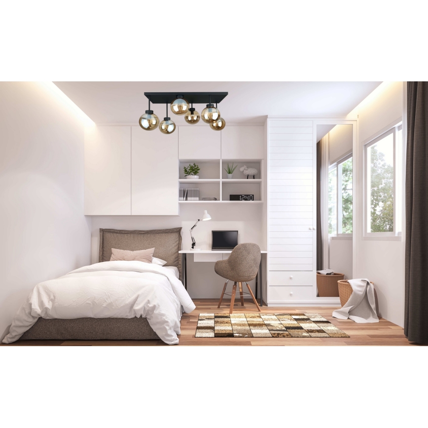 Żyrandol natynkowy DEA 6xE14/60W/230V czarny/dymny beżowy