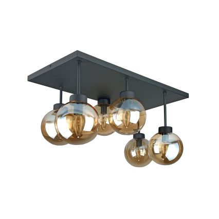 Żyrandol natynkowy DEA 6xE14/60W/230V czarny/dymny beżowy