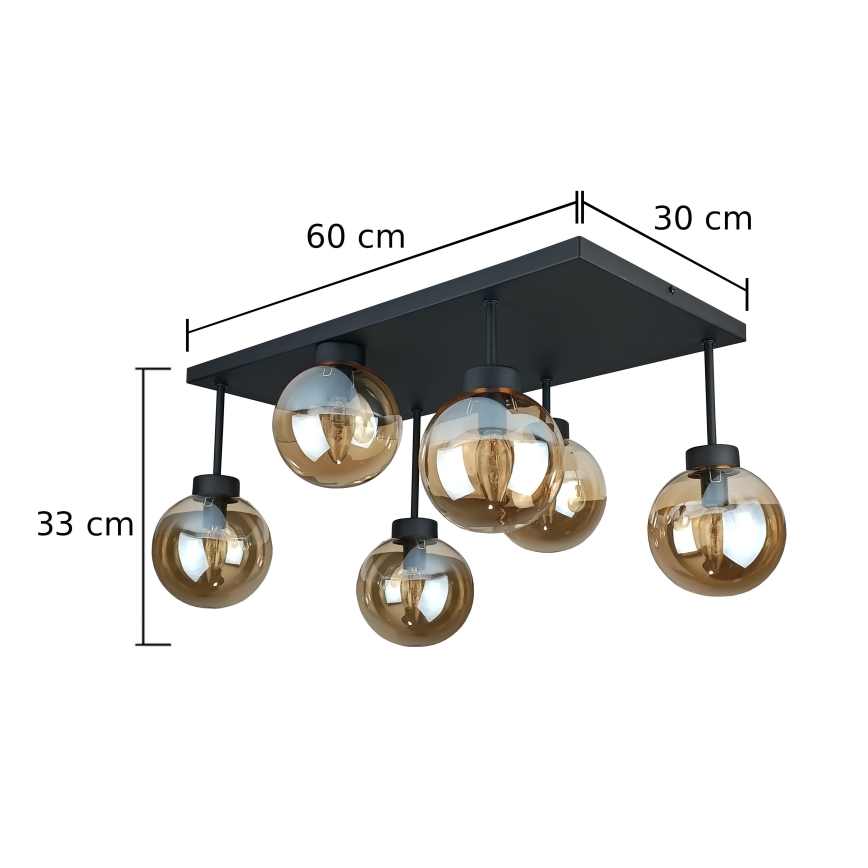 Żyrandol natynkowy DEA 6xE14/60W/230V czarny/dymny beżowy