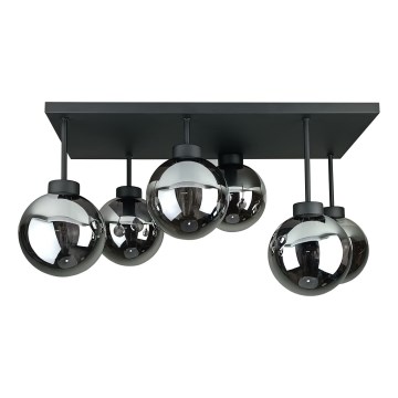 Żyrandol natynkowy DEA 6xE14/60W/230V czarny/dymny czarny