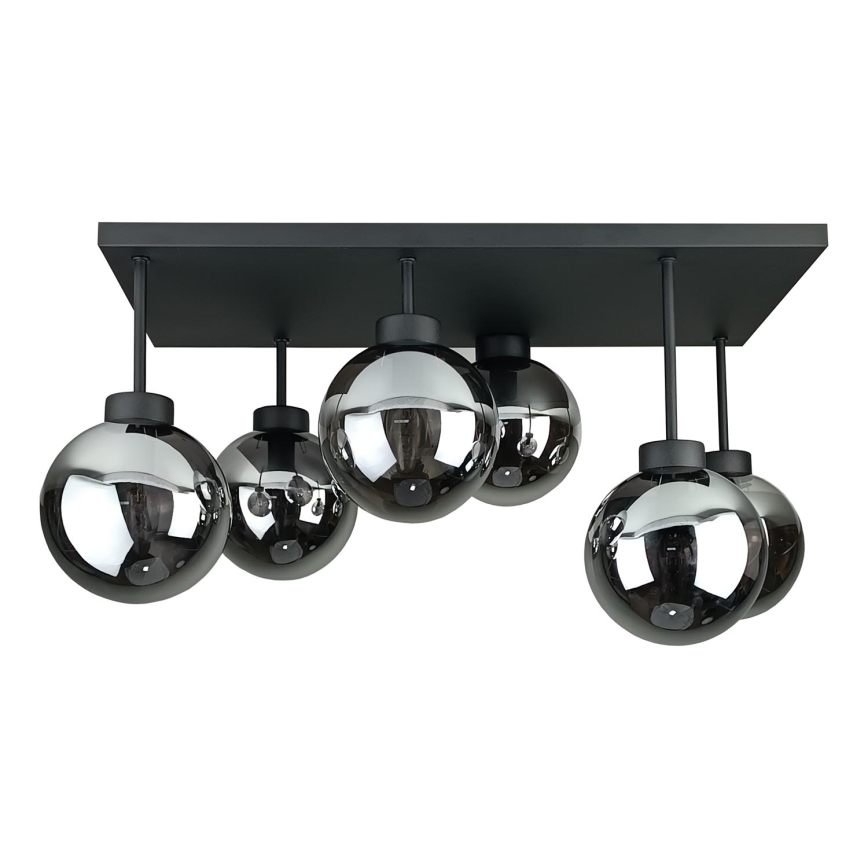 Żyrandol natynkowy DEA 6xE14/60W/230V czarny/dymny czarny