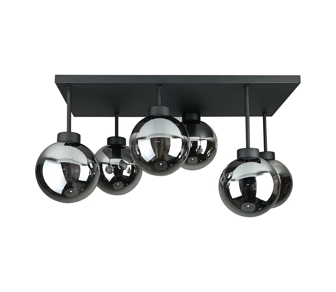 Żyrandol natynkowy DEA 6xE14/60W/230V czarny/dymny czarny