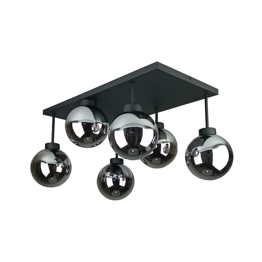 Żyrandol natynkowy DEA 6xE14/60W/230V czarny/dymny czarny