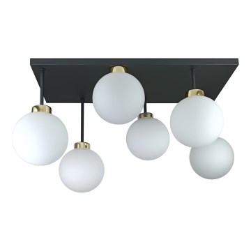 Żyrandol natynkowy DEA 6xE14/60W/230V czarny/złoty/biały