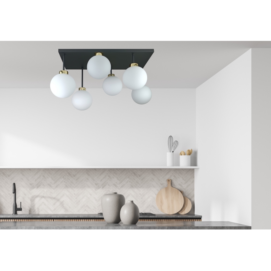 Żyrandol natynkowy DEA 6xE14/60W/230V czarny/złoty/biały