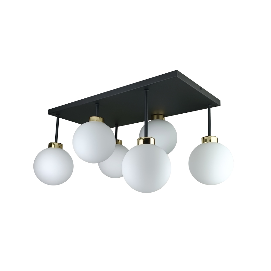 Żyrandol natynkowy DEA 6xE14/60W/230V czarny/złoty/biały
