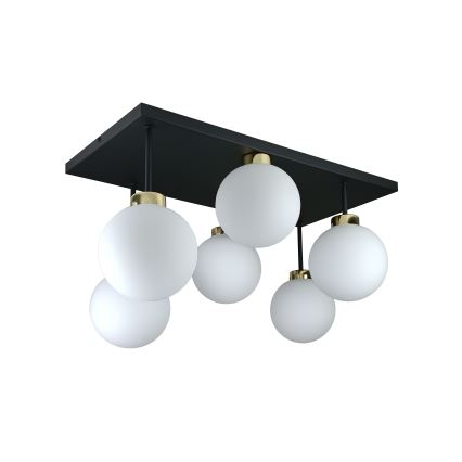 Żyrandol natynkowy DEA 6xE14/60W/230V czarny/złoty/biały
