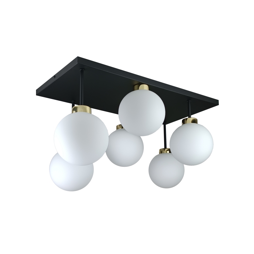 Żyrandol natynkowy DEA 6xE14/60W/230V czarny/złoty/biały