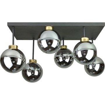 Żyrandol natynkowy DEA 6xE14/60W/230V czarny/złoty/dymny czarny