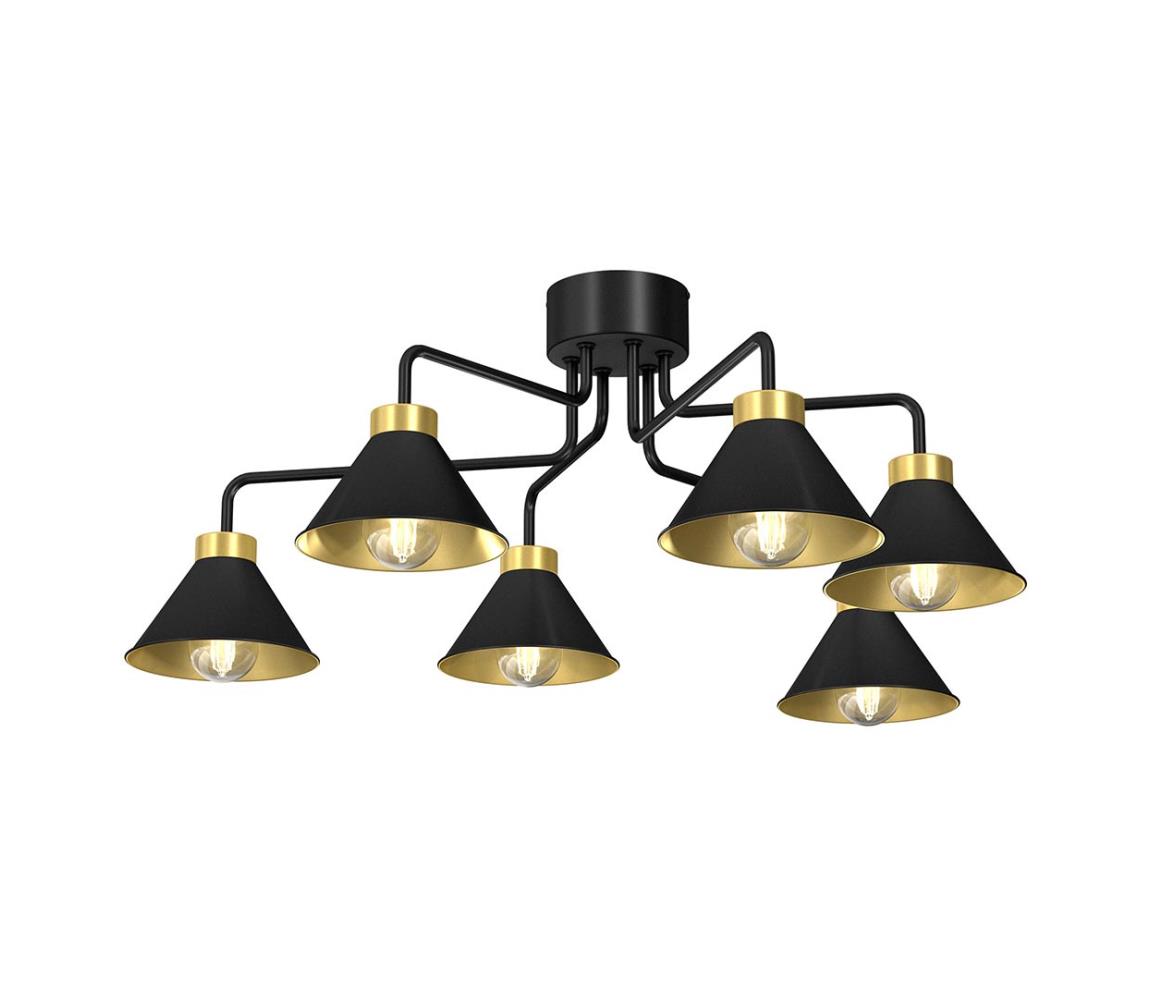 Żyrandol natynkowy DEMET 6xE27/60W/230V czarny/złoty