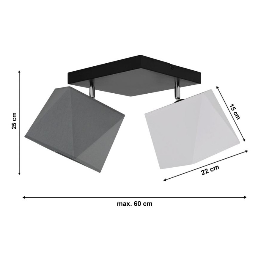 Żyrandol natynkowy DIAMENT 2xE27/60W/230V białoszary