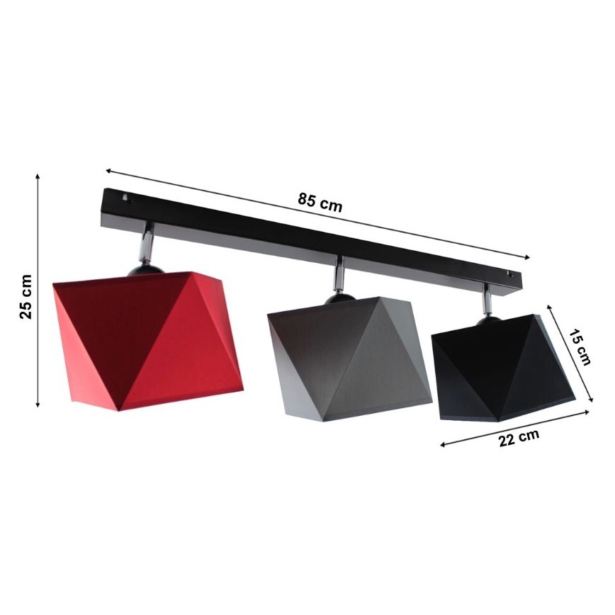 Żyrandol natynkowy DIAMENT 3xE27/60W/230V