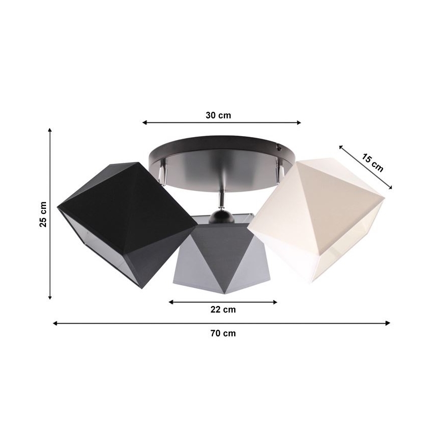 Żyrandol natynkowy DIAMENT 3xE27/60W/230V